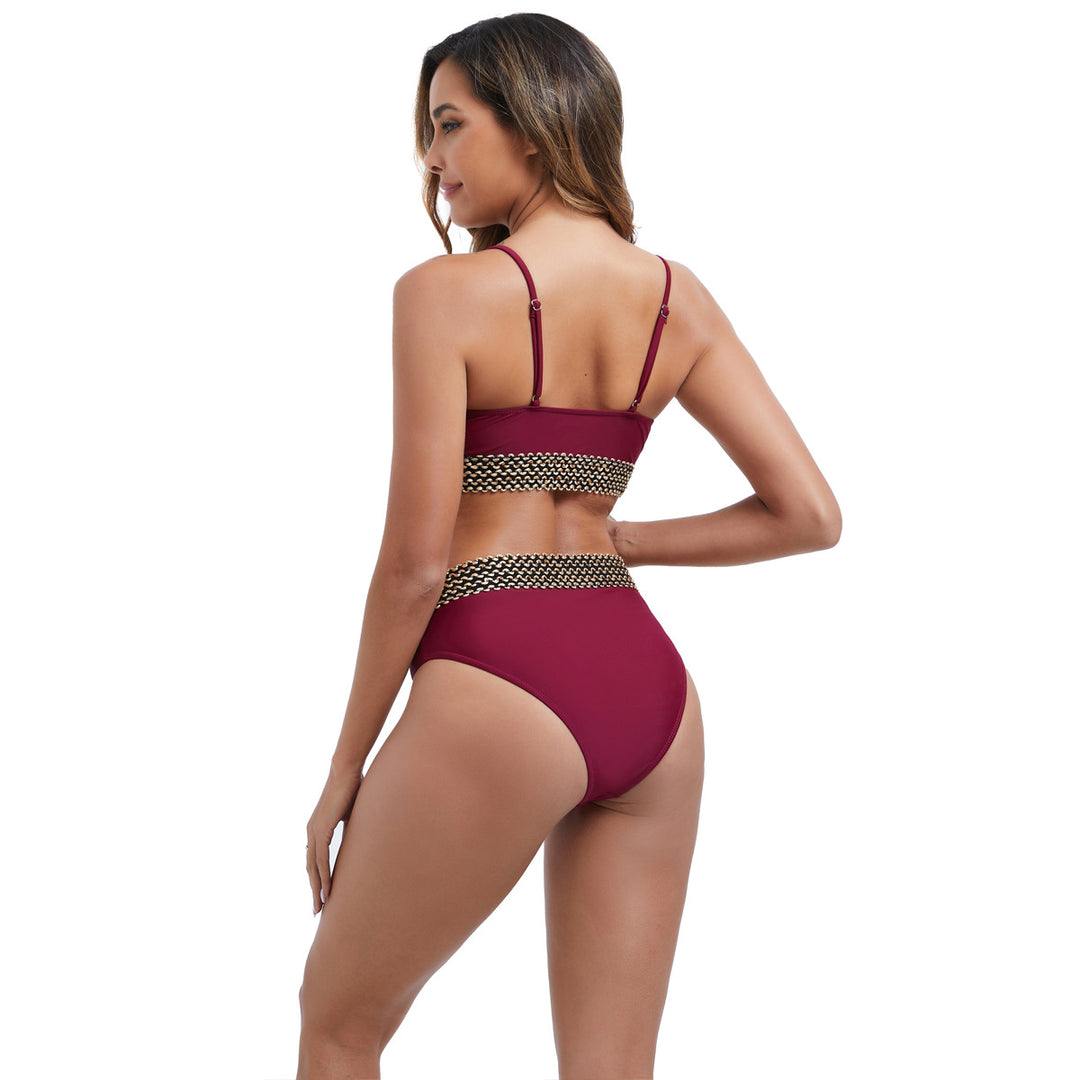 Damen Hochtailliertes Bikini-Set mit modischen Akzentdetails EB