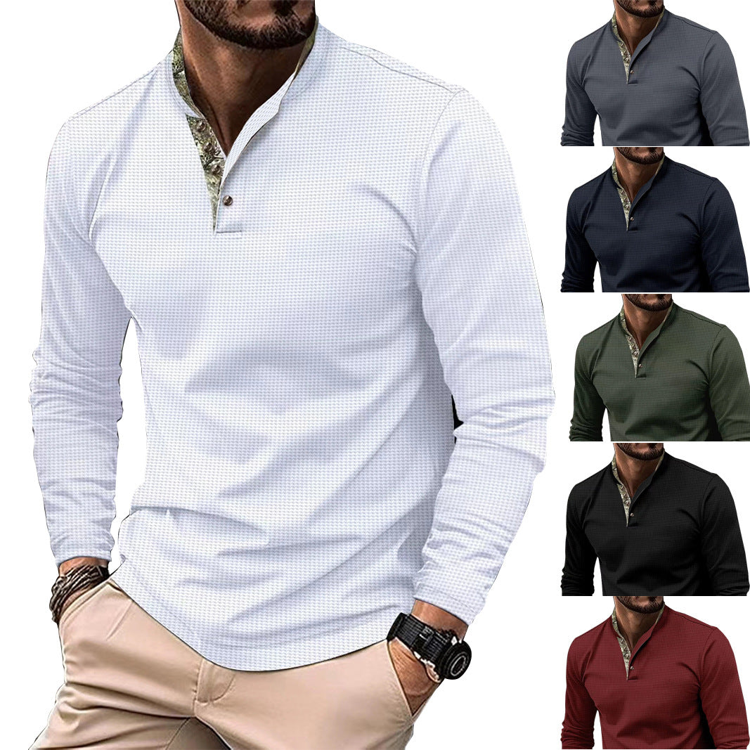 Herren Langarmhemd mit modernem Stehkragen und elegantem Design EB