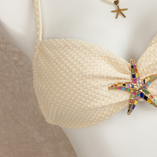 Damen Bikini mit glitzerndem Sternenmotiv und verstellbaren Bändern EB