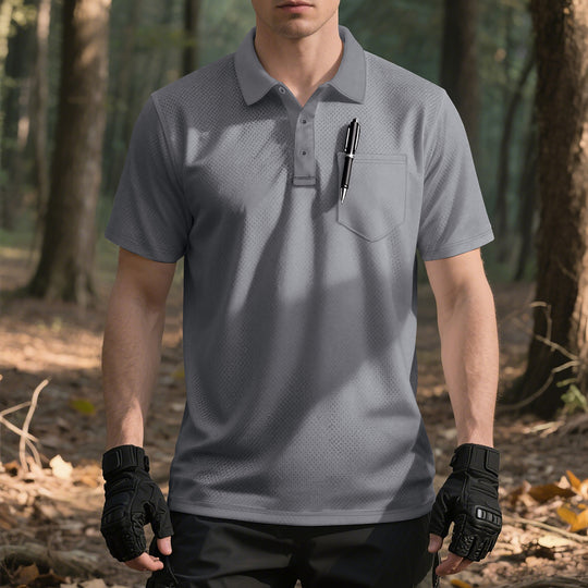 Herren Polo-Shirt mit atmungsaktivem Mesh-Gewebe und praktischer Brusttasche EB