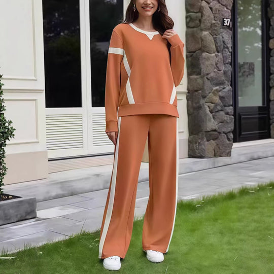 Damen Lounge-Set aus weichem Jersey mit weitem Bein und Kontraststreifen EB