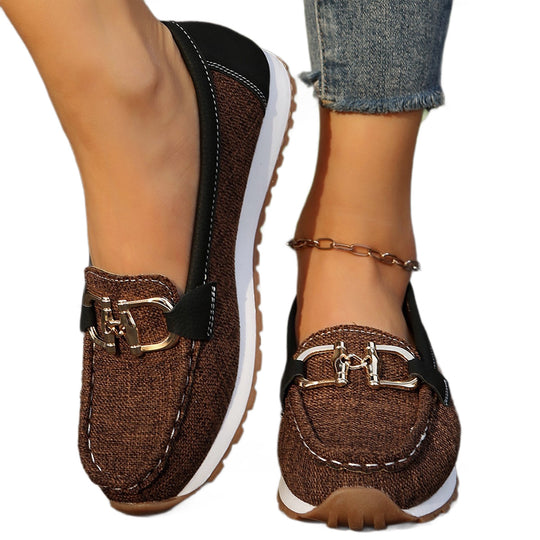Damen Mokassin-Schuhe mit eleganter Schnallenapplikation EB