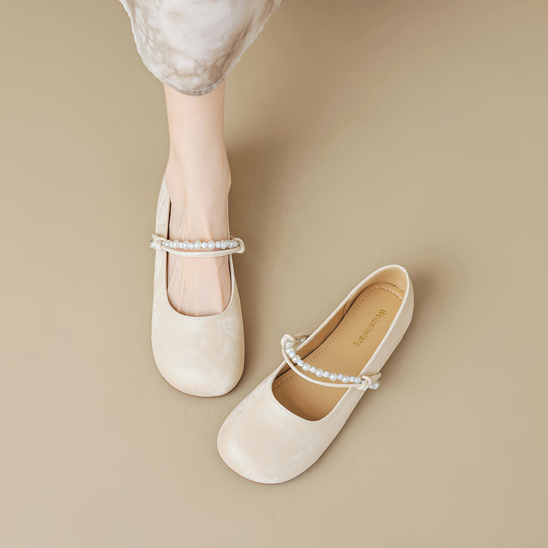Damen Ballerinas mit eleganter Perlenapplikation EB