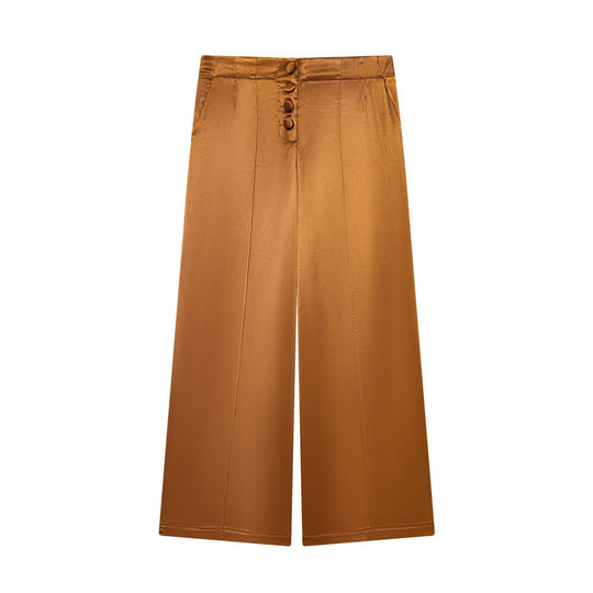 Damen elegante Culotte-Hose mit Knopfdetails und hohem Bund EB