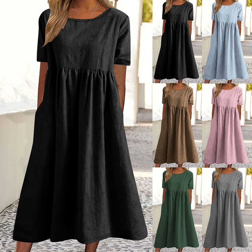 Damen lässiges Maxikleid mit Taschen EB