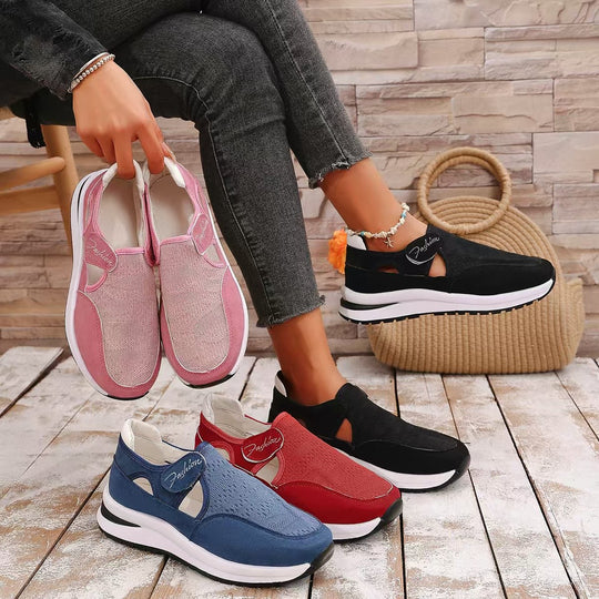 Damen Bequeme Slip-On Sneakers mit elastischem Riemen und innovativem Design EB