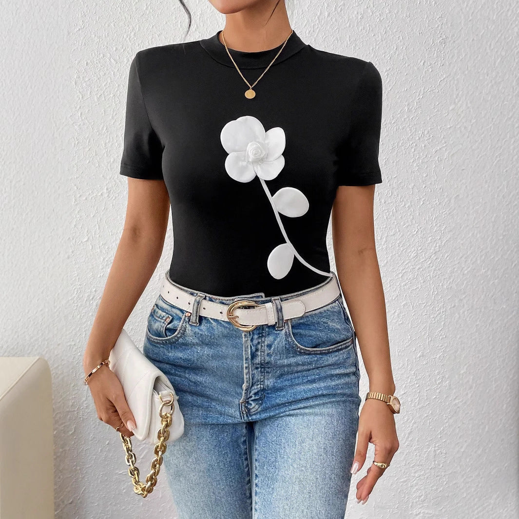 Damen T-Shirt mit floralem 3D-Design EB