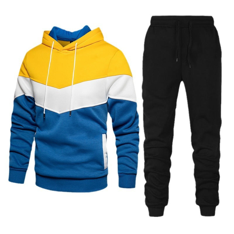 Herren nan athleisure-Set mit Chevron-Kapuze, fleecegefüttertem Pullover und schmal zulaufender Jogginghose EB