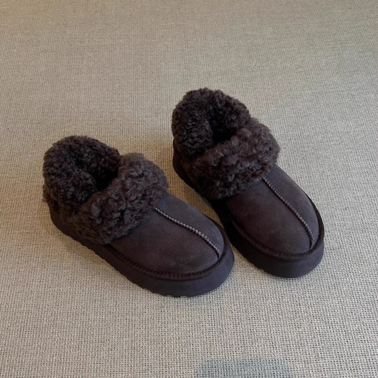 Damen Gemütliche Fell-Clogs mit weichem Innenfutter und rutschfester Sohle EB