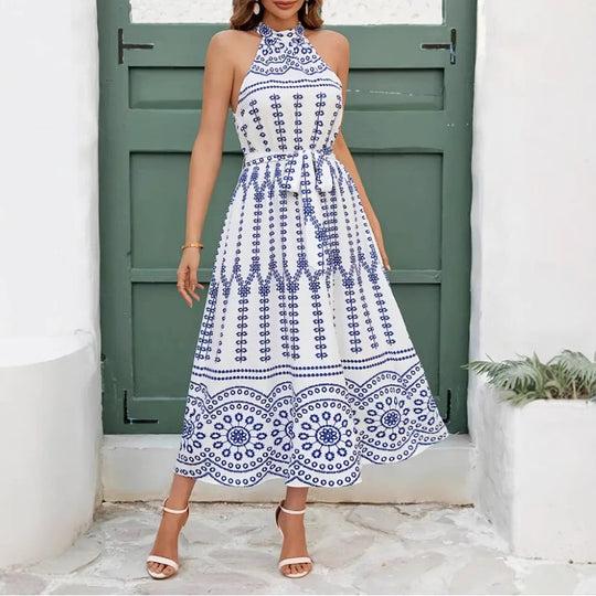 Damen Midikleid mit hübschem Kragen und floralem Druck EB