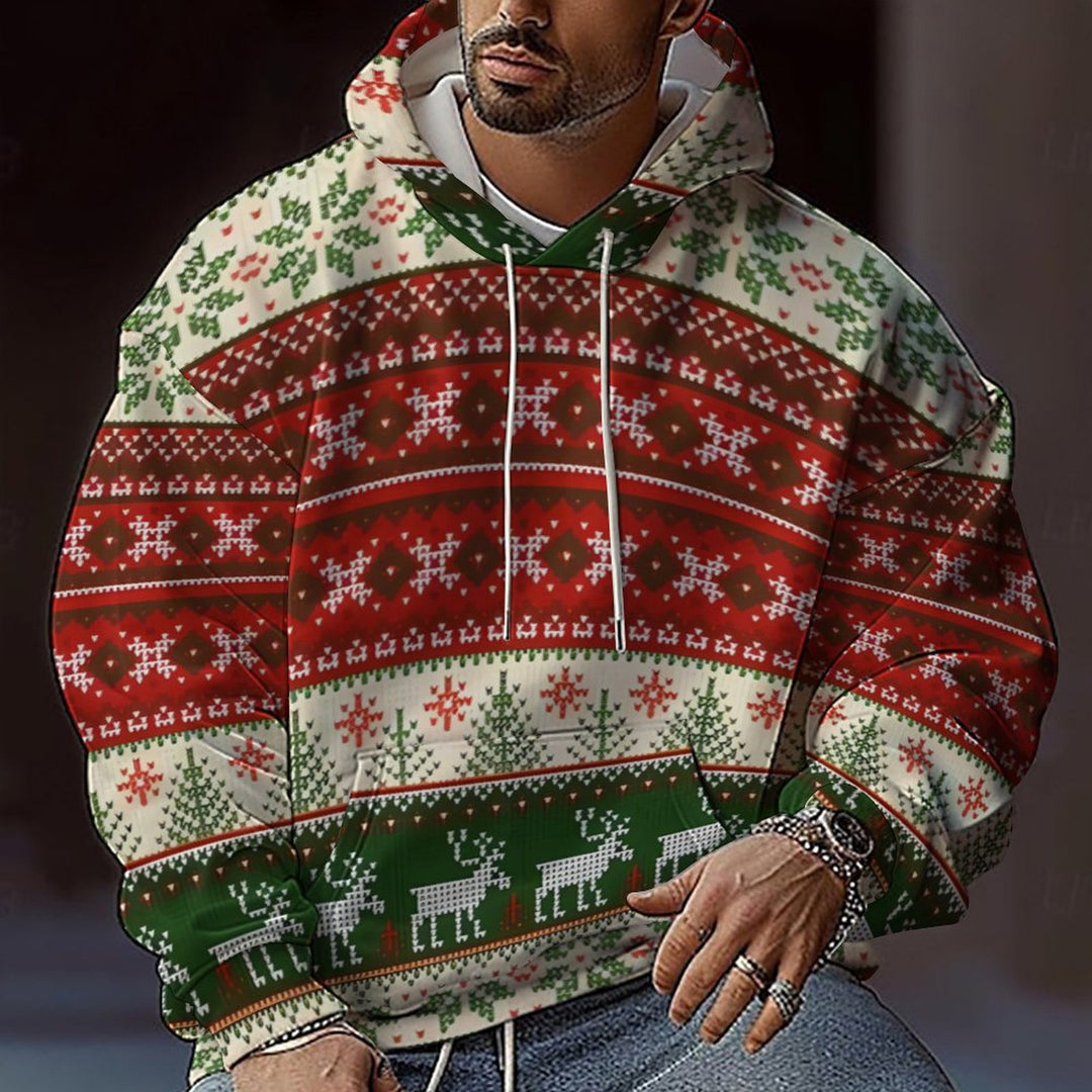 Herren Weihnachts-Hoodie mit farbenfrohem grafischen Design und bequemer Passform EB