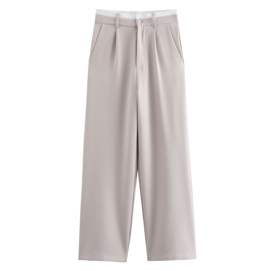 Damen weit geschnittene Lounge-Hose mit elastischem Bund und seitlichen Taschen EB