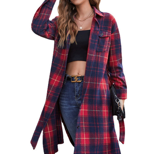 Damen Langarmhemd aus Flanell mit Karomuster EB