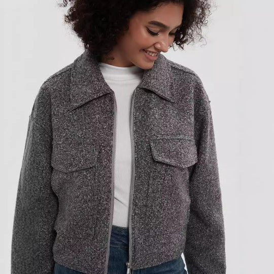 Damen cropped Utility-Jacke mit doppelten Brusttaschen EB
