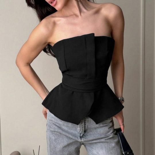 Damen Tailliertes Oberteil mit strukturiertem Design und schicker Rüsche EB