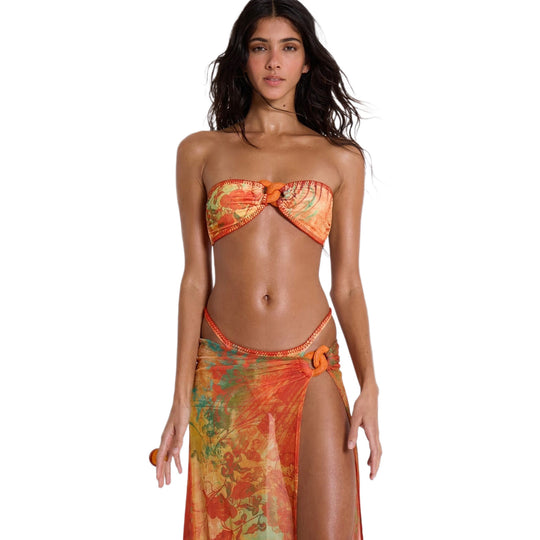 Damen Bandeau-Bikini-Set mit verspieltem Wickelrock EB