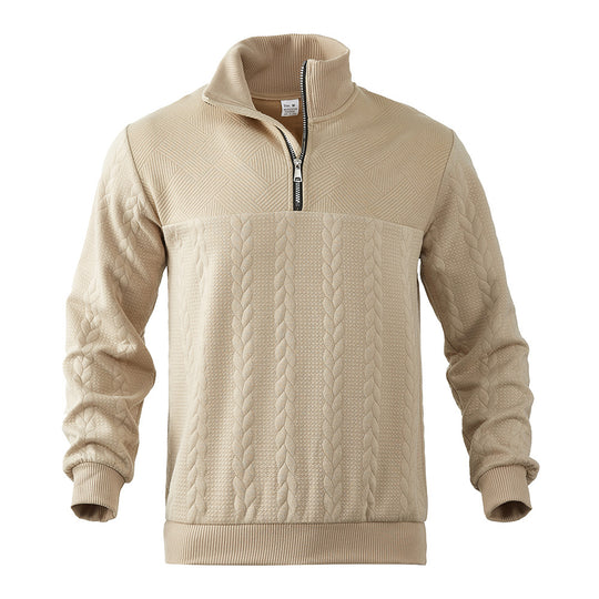 Herren Pullover mit strukturierter Optik und hohem Kragen EB