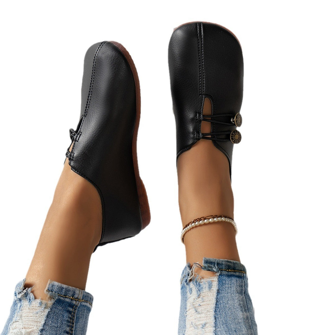 Damen Ballerinas mit elastischem Riemen und dekorativem Knopf EB