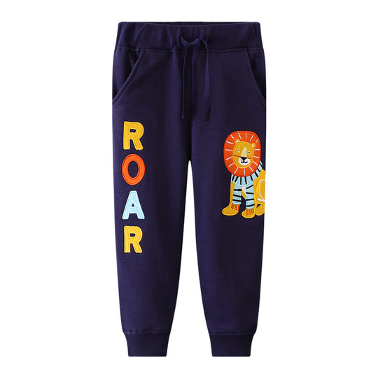 Jungen Sweatpants mit kreativem Löwen-Design EB