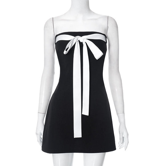 Damen Bandeau-Kleid mit dekorativem Schleifenelement und figurbetontem Schnitt EB