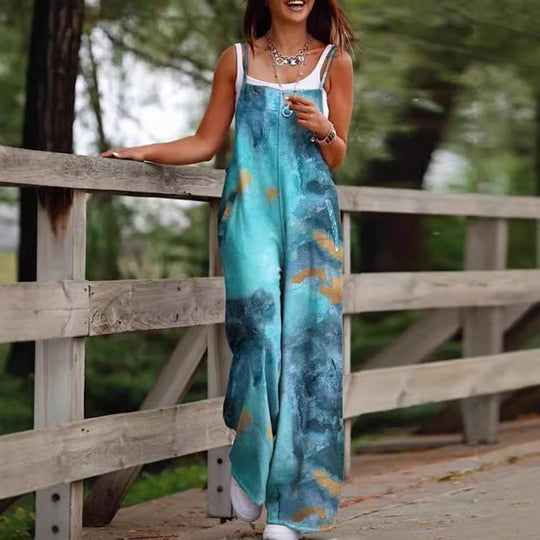 Damen Maxikleid mit verspieltem Ethno-Muster und breiten Trägern EB