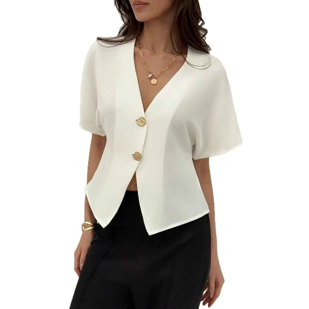 Damen Lockere Bluse mit umschlagbaren Ärmeln EB