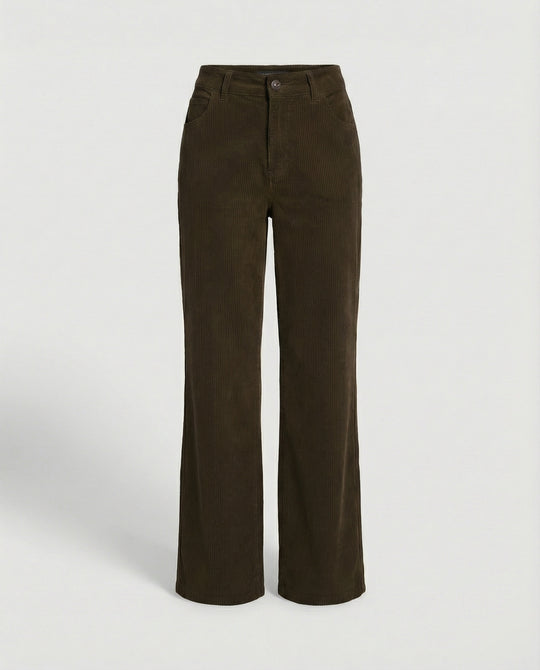 Damen Cordhose High Waist gerades Bein