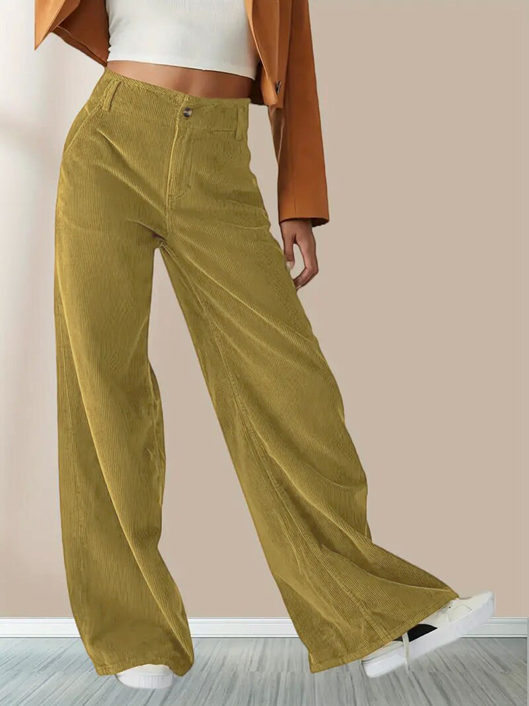 Damen Weit geschnittene Stoffhose mit eleganten Taschen EB