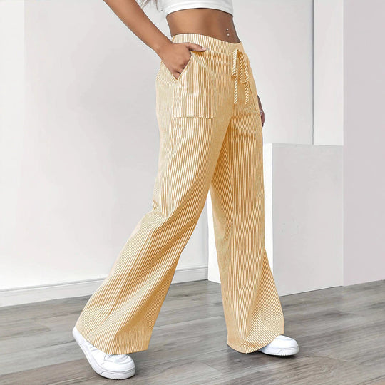 Damen nan weite Baumwoll-Loungehose mit Tunnelzug und Seitentaschen EB
