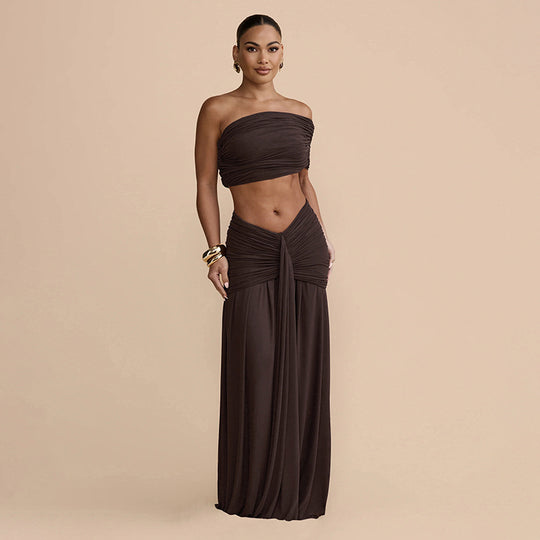 Damen Wickelrock mit bandeau Top und raffiniertem Design EB