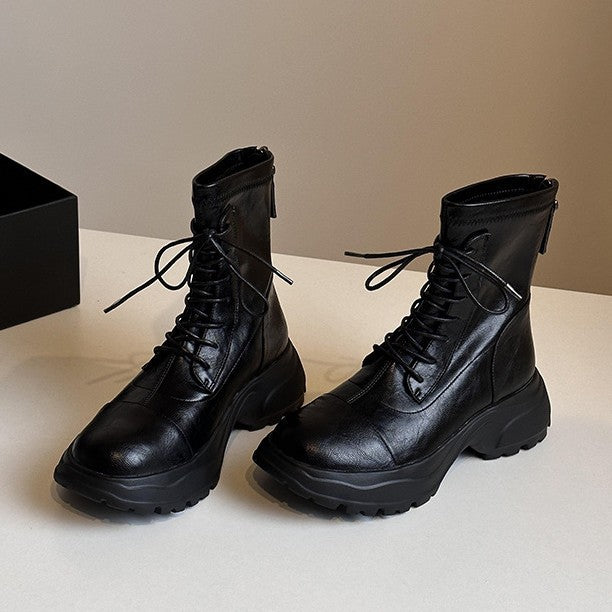 Damen Schnürstiefel mit rutschfester Sohle und probatem Reißverschluss EB