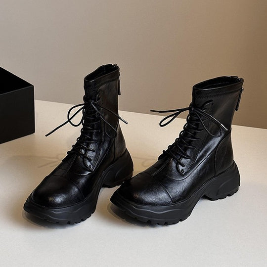 Damen Schnürstiefel mit rutschfester Sohle und probatem Reißverschluss EB