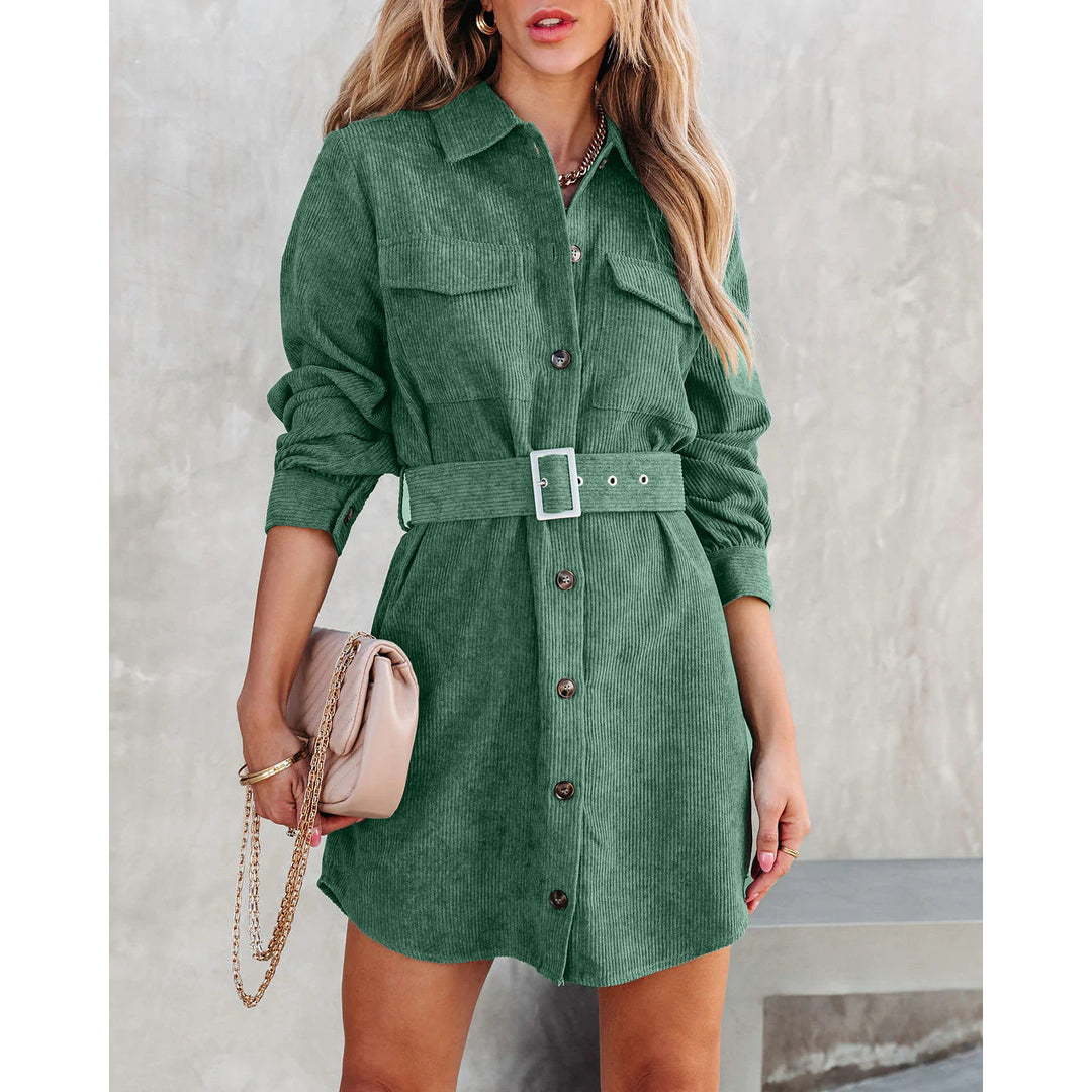 Damen Hemdblusenkleid mit komfortablem Schnitt und praktischen Knöpfen EB