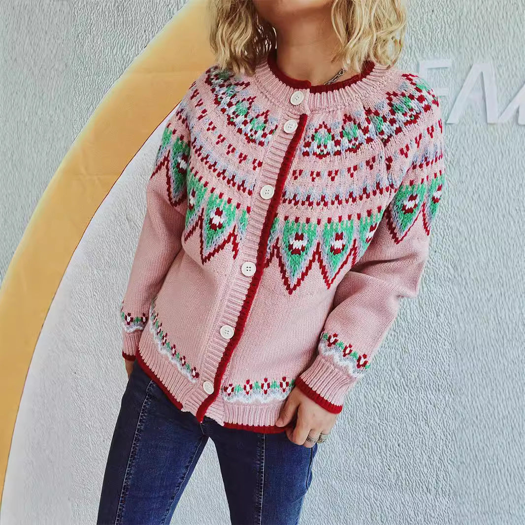 Damen Strickjacke mit festlichem Muster und hochwertiger Verarbeitung EB