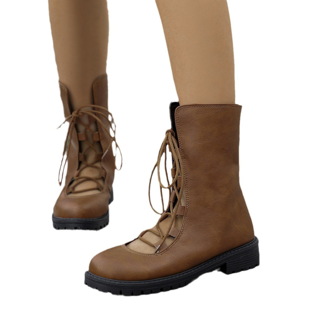 Damen Modische Schnürstiefel mit offener Gestaltung EB