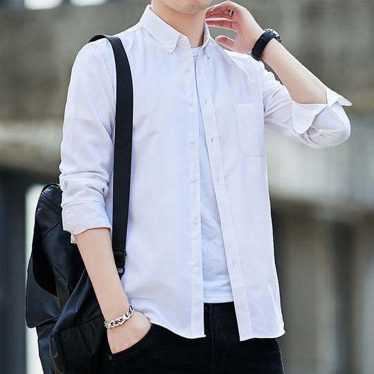 Herren nan langärmeliges Button-Down-Hemd mit Brusttasche und schlanker Freizeitpassform EB