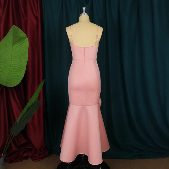 Damen elegantes Abendkleid mit asymmetrischen Rüschen EB