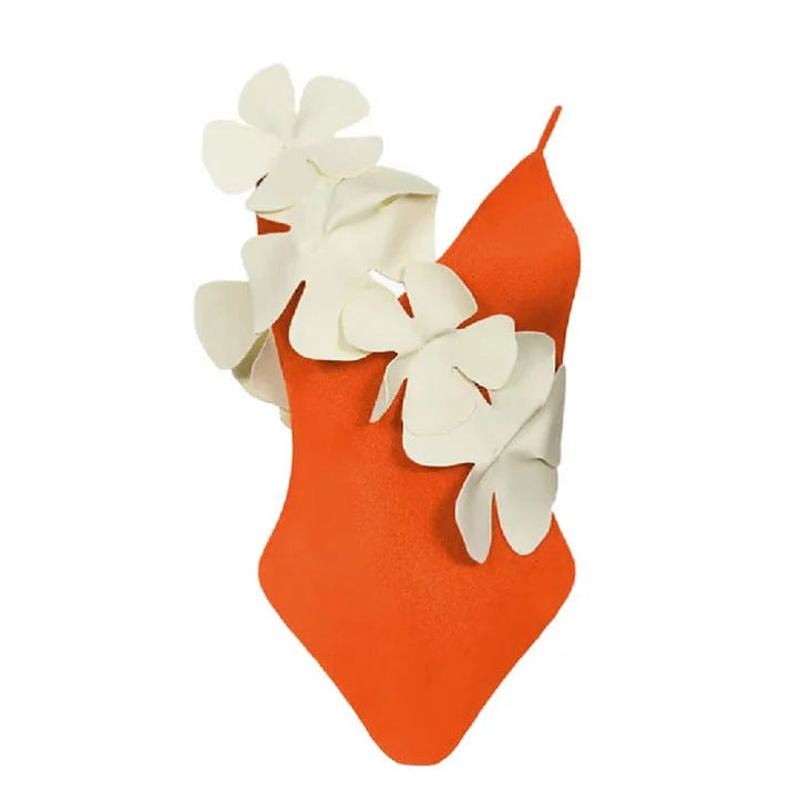 Damen Badeanzug mit kunstvollen 3D Blumenapplikationen EB