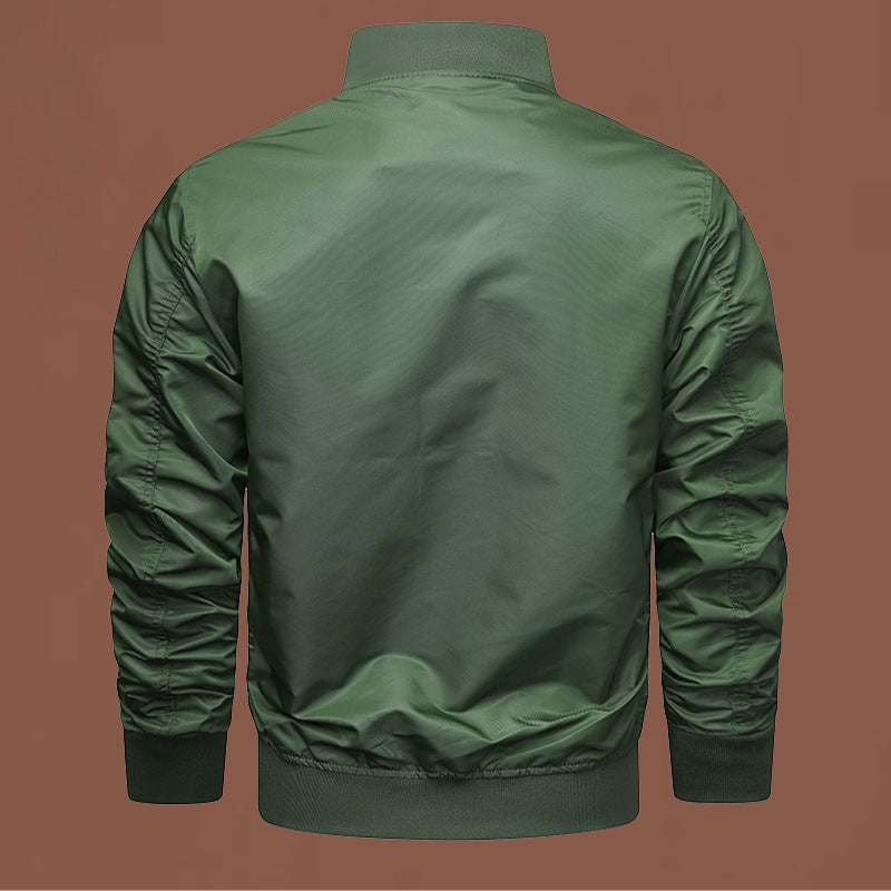 Herren nan leichte Nylon-Bomberjacke mit Ärmel-Reißverschlusstasche und elastischen Bündchen EB