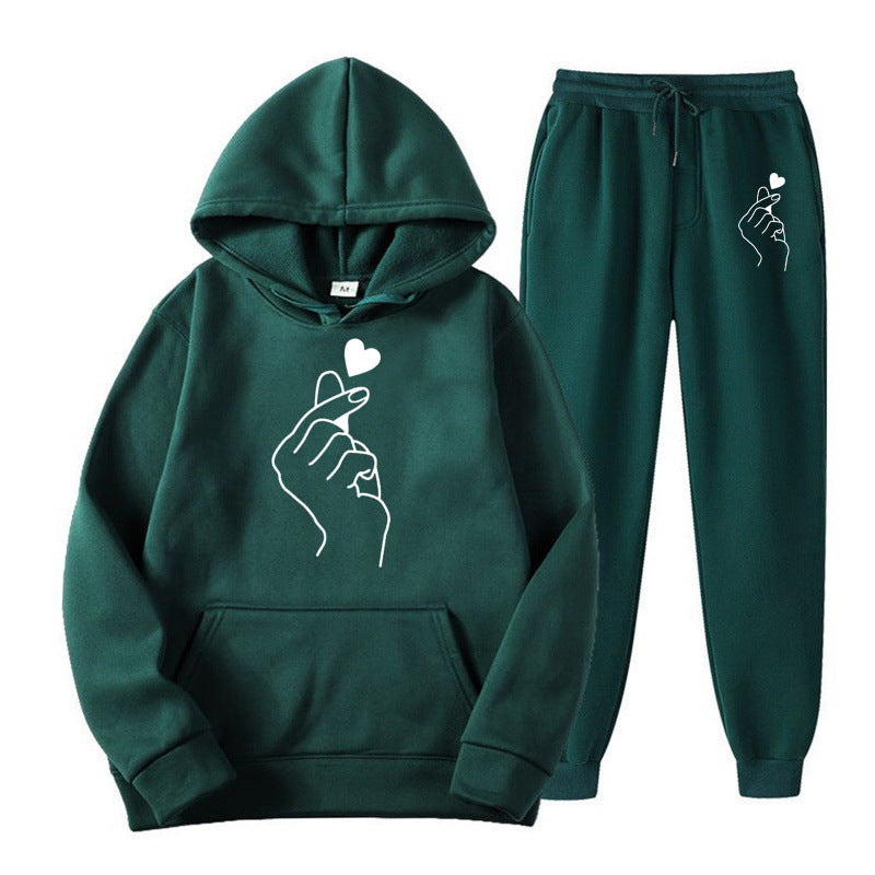 Damen Jogginganzug mit kreativem Herzmotiv und bequemer Passform EB