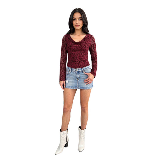 Damen Langarmshirt mit Leopardenmuster EB