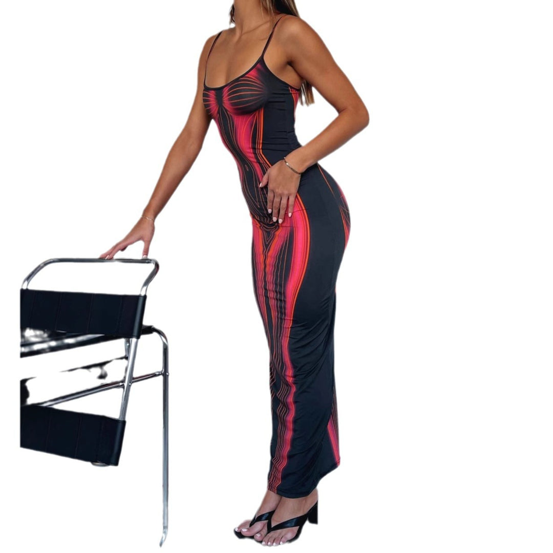 Damen Maxikleid mit einzigartigem grafischen Design und figurbetontem Schnitt EB