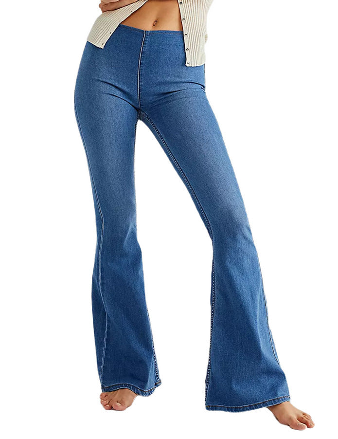 Damen Flared Jeans mit hohem Bund und figurbetontem Schnitt