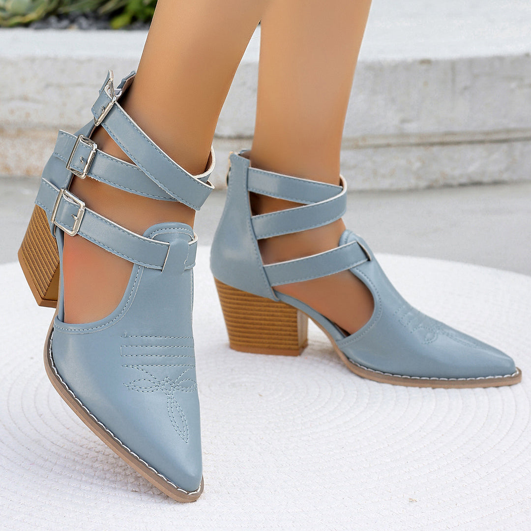 Damen Elegante Schnürsandalen mit blockiertem Absatz EB