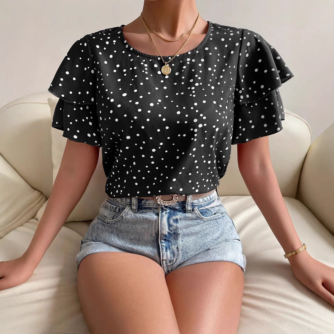 Damen Wickelbluse mit modernem Safari-Print EB