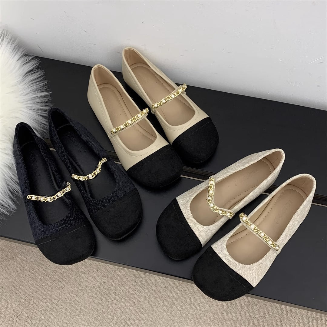 Damen Ballerinas mit elegantem Ketten-Detail EB