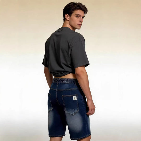 Herren bequeme Denim-Shorts mit elastischem Bund und lässigem Design EB