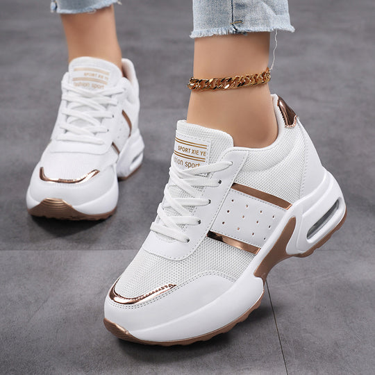 Damen nan sportlicher Plateausneaker mit Luftkissen-Zwischensohle und metallic-Applikationen EB