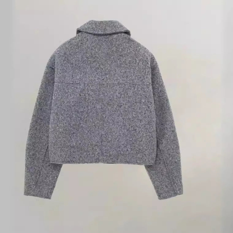 Damen cropped Winterjacke mit klassischem Kragen und Brusttaschen EB