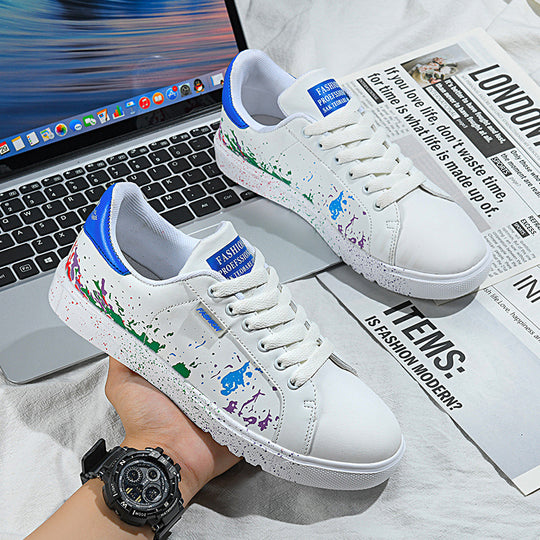 Damen Mode Sneakers mit farbenfrohem Spritzdesign und rutschfester Sohle EB